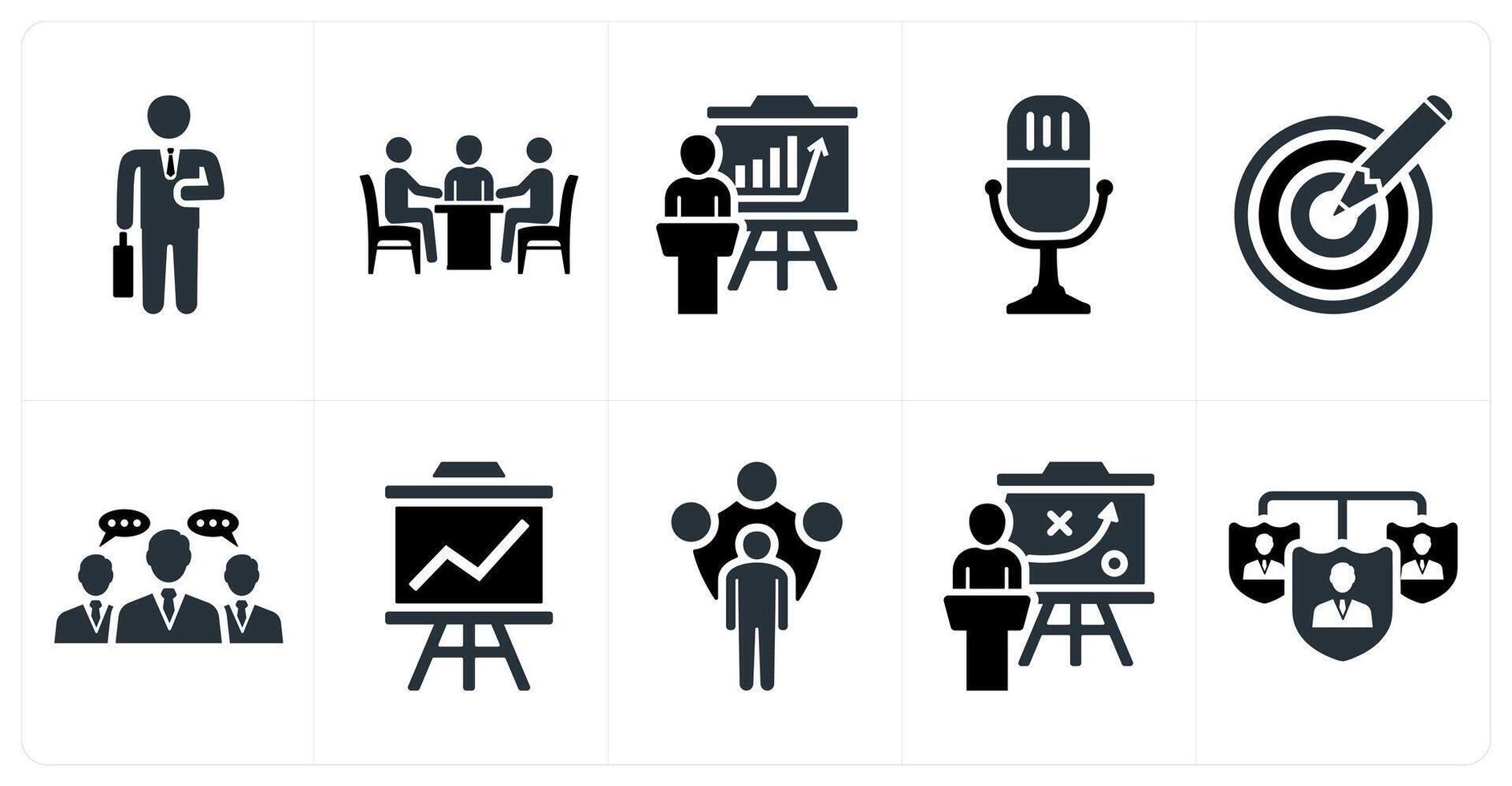 Set of 10 mix icons as businessman, meeting, lecture vector