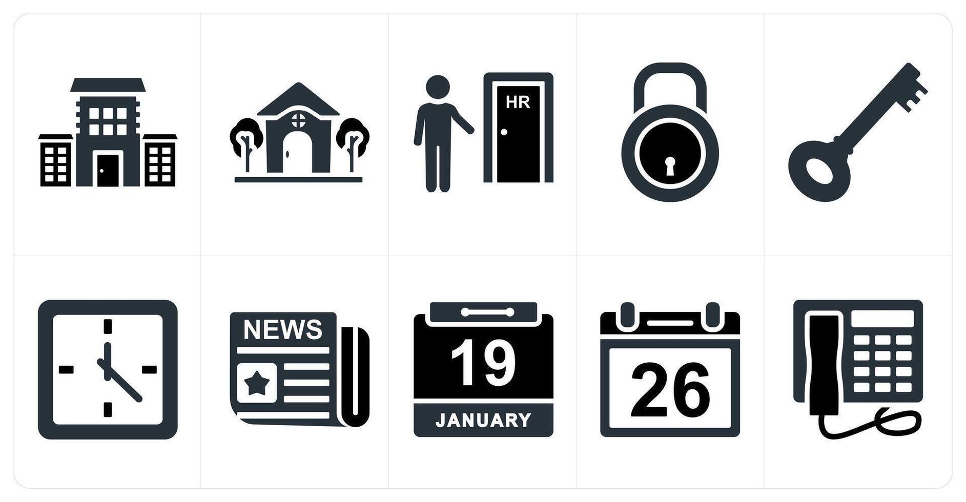 Set of 10 mix icons as building, real estate, human resource vector