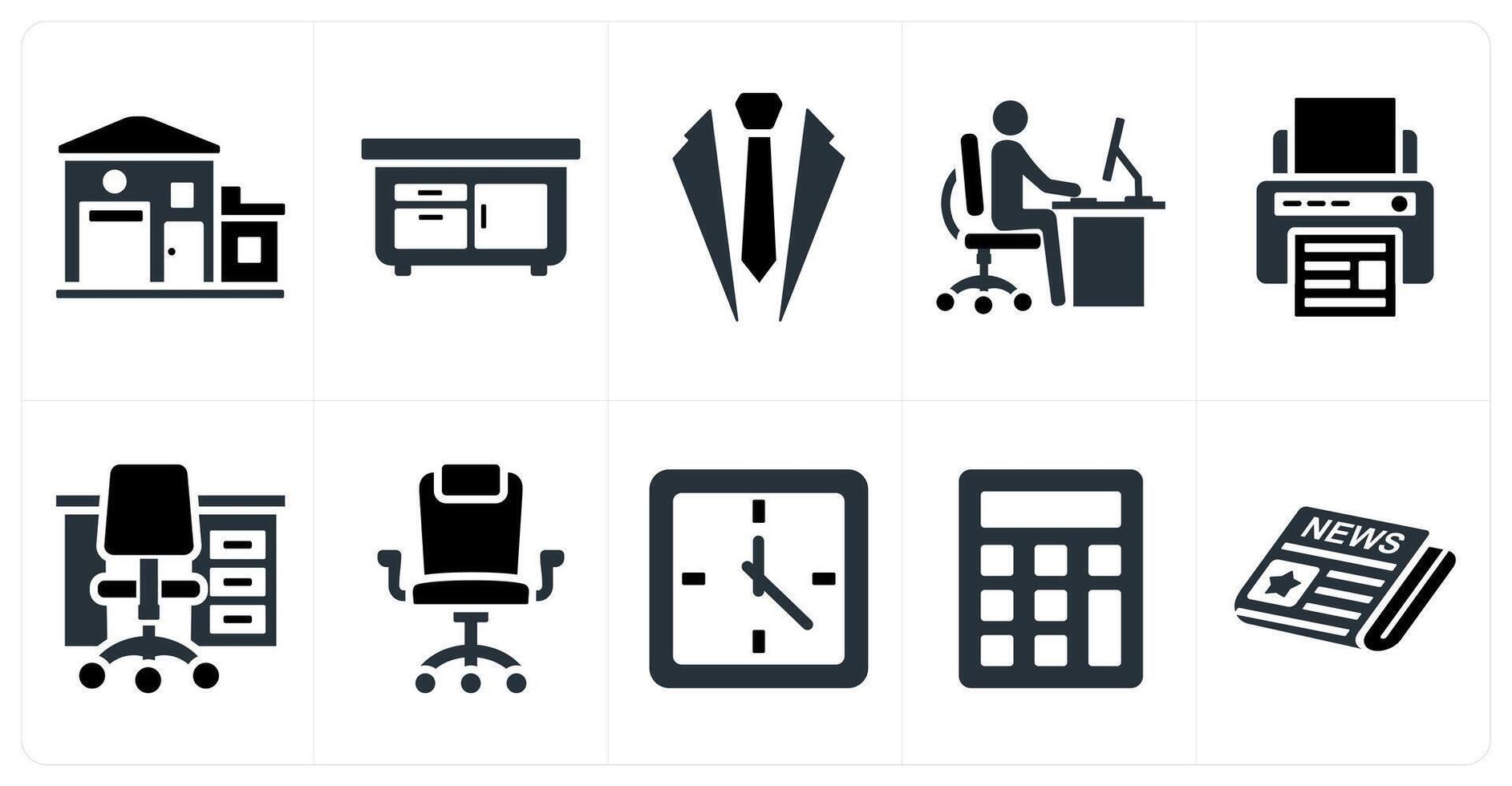Set of 10 mix icons as office, drawers, business suite vector