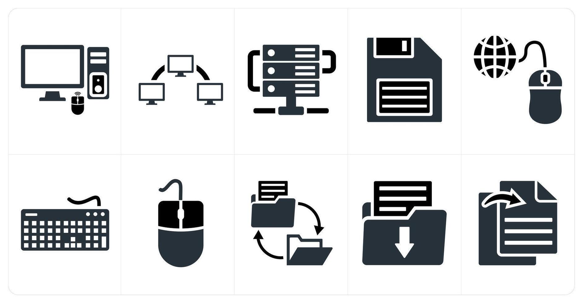 Set of 10 mix icons as computer, data transfer, server vector