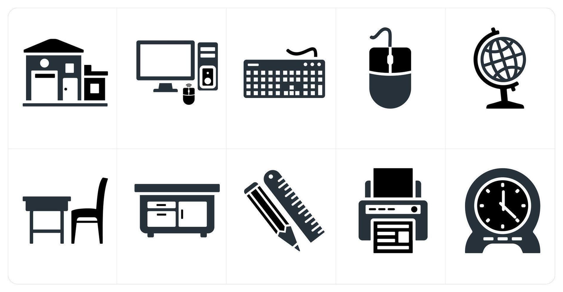 conjunto de 10 mezcla íconos como oficina, computadora, teclado vector