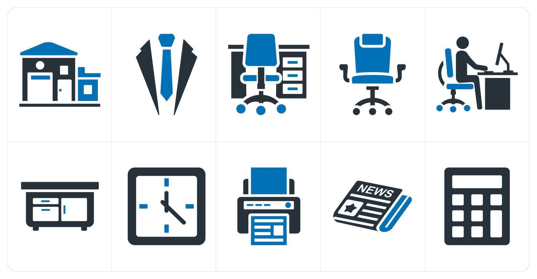 A set of 10 mix icons as office, business suite, office table vector