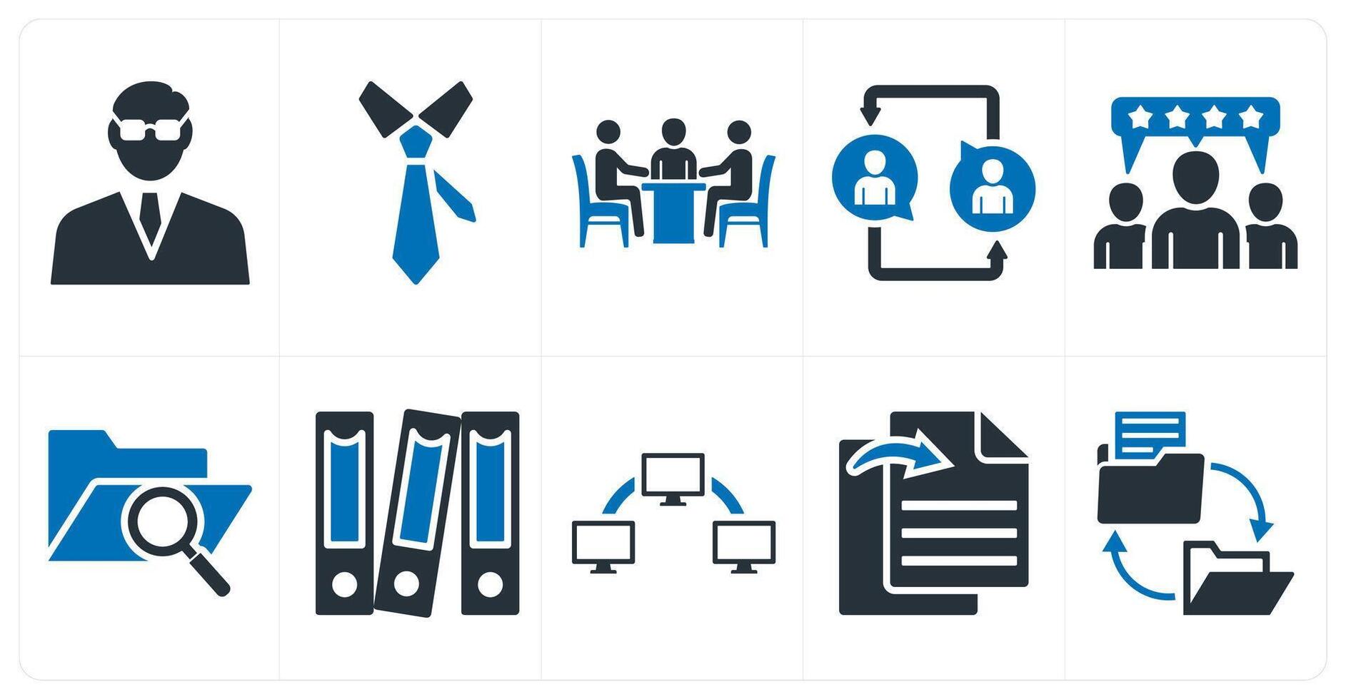 A set of 10 mix icons as businessman, tie, meeting vector