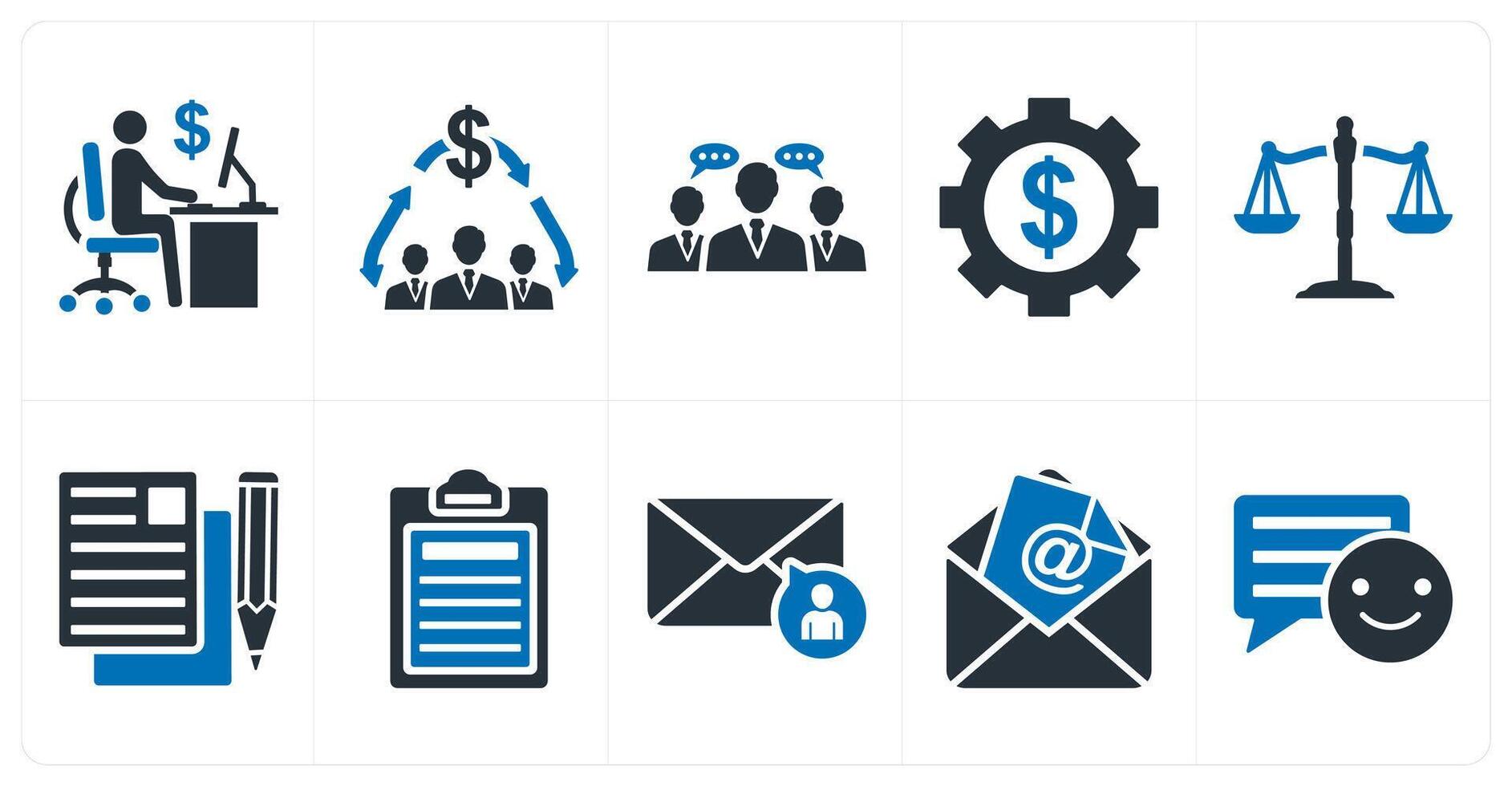 A set of 10 mix icons as office work, financial meeting, business conversation vector