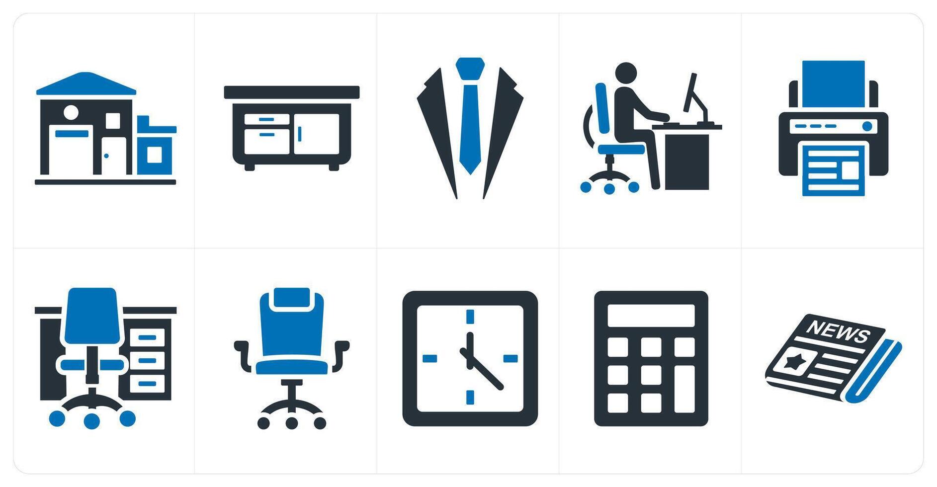A set of 10 mix icons as office, drawers, business suite vector