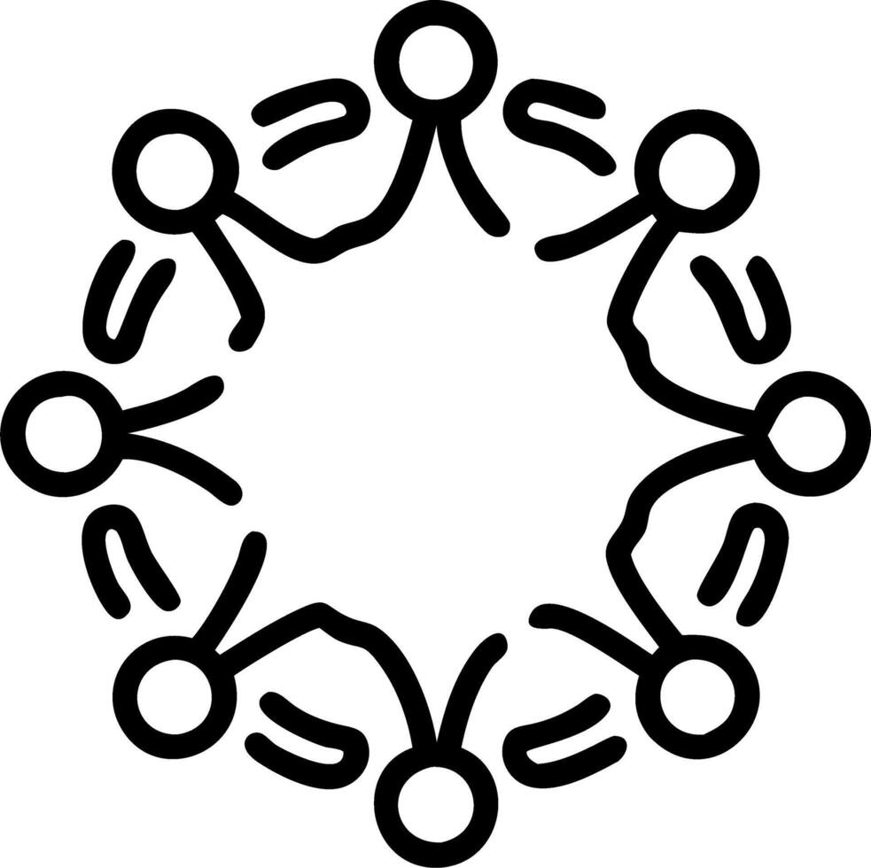 Abstract circle of diverse figures holding hands with copy space vector