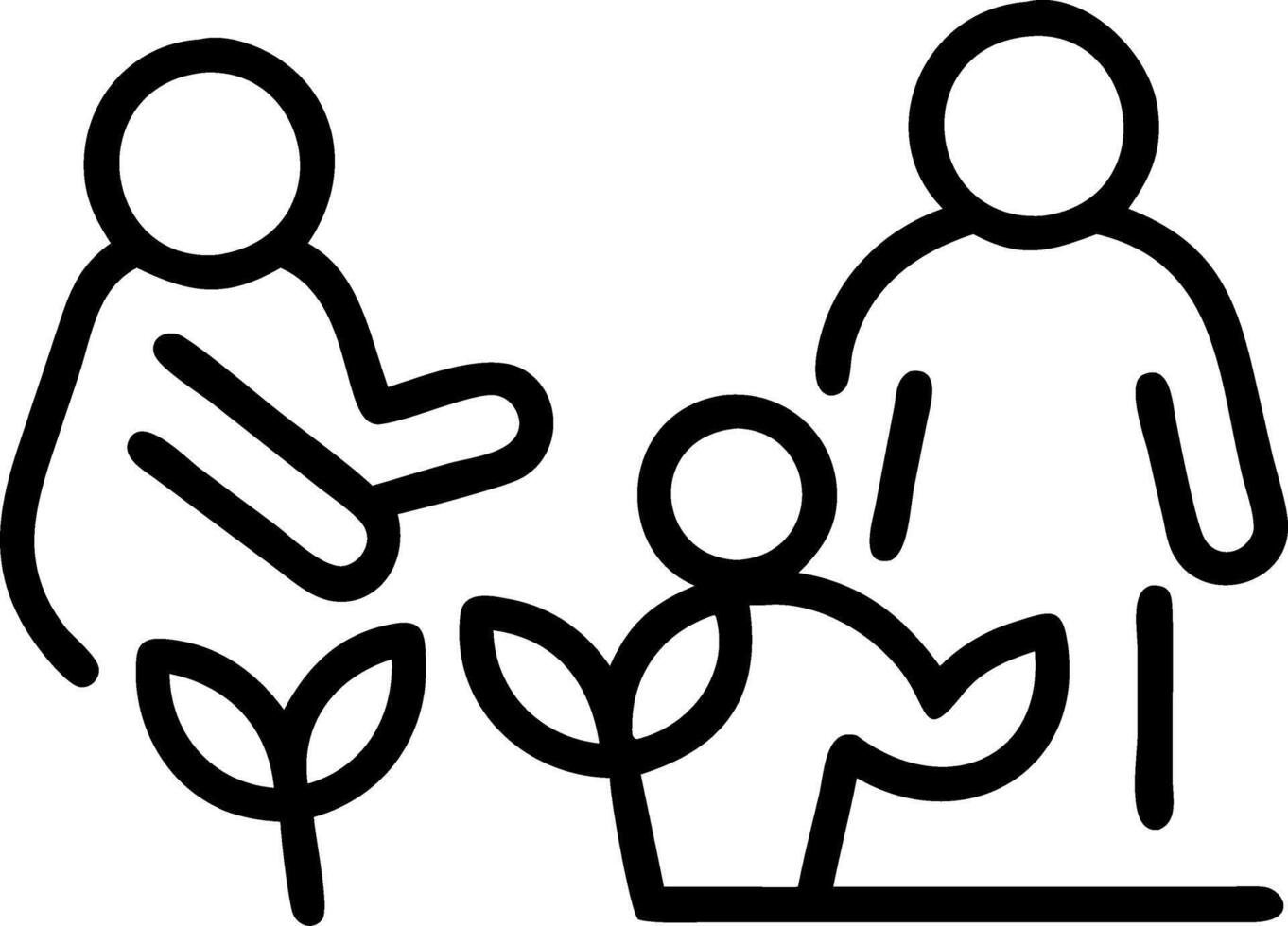 Candid shot of families participating in a community gardening project copy space on the side. vector