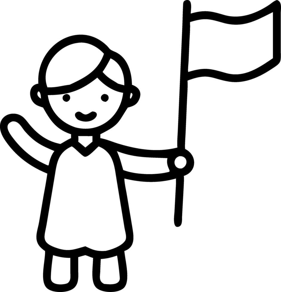 Candid shot of a child dressed in traditional costume waving a flag with copy space below. vector
