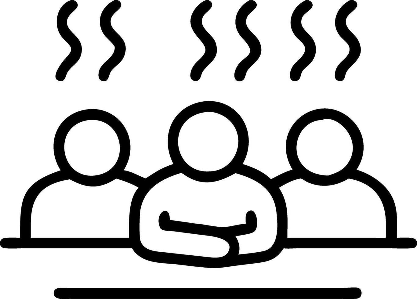 Candid photo of group enjoying steam sauna copy space below. Set 2 vector