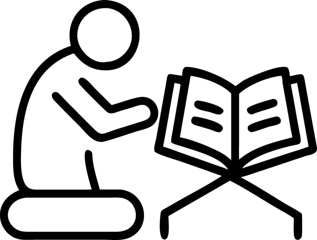 Candid photo of a scholar studying ancient texts in a library with copy space above. vector