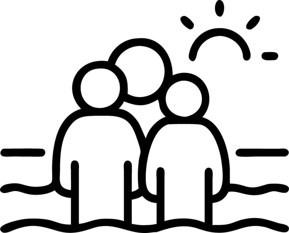 Candid photo of a family observing a beautiful sunset over the ocean copy space above. vector