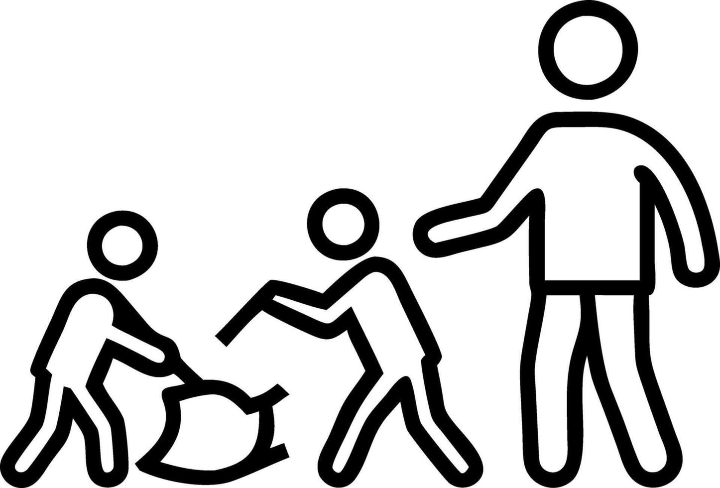 Candid image of families participating in a beach cleanup copy space below. vector
