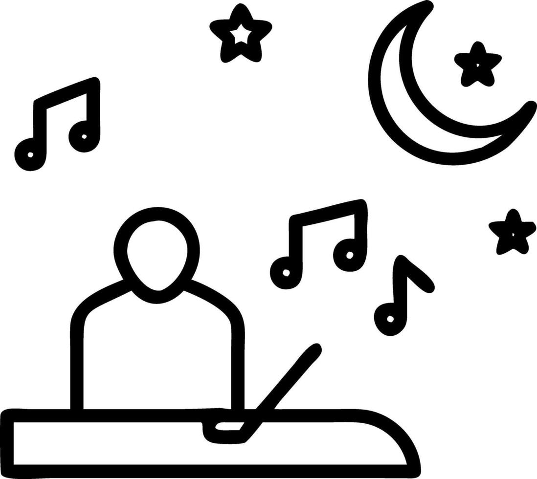 Candid image of a musician playing soothing melodies on a rooftop under the stars copy space below. vector