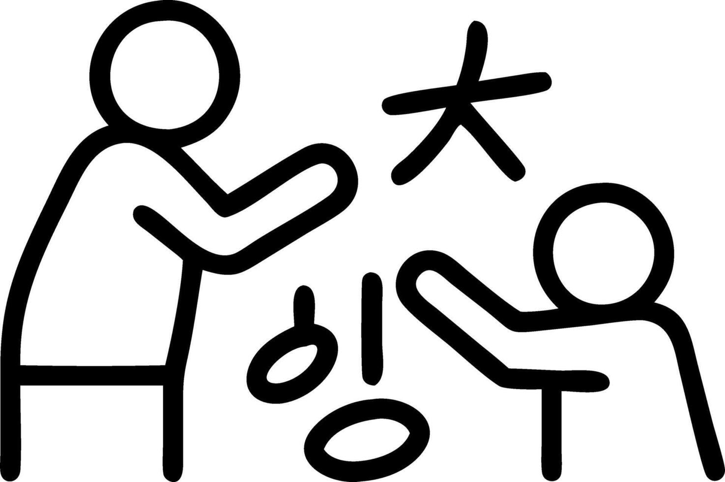 Candid Family Practicing Traditional Korean Calligraphy on Seollal vector