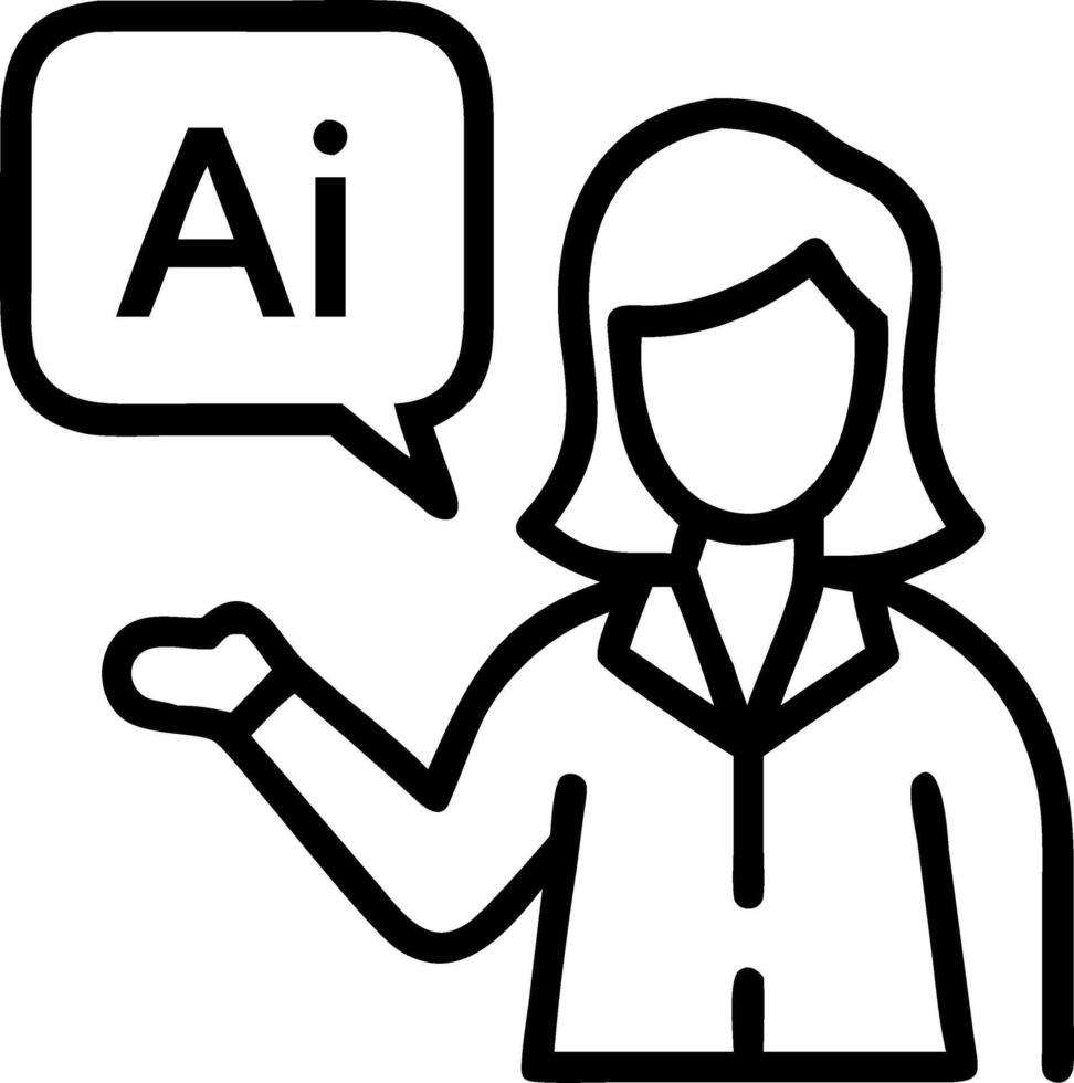 Businesswoman presenting AI business solutions with bokeh background copy space vector