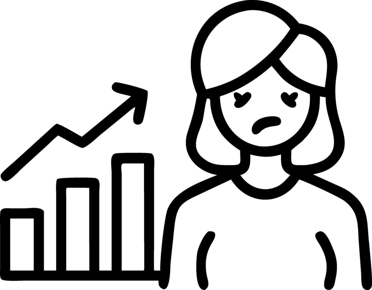 Businesswoman looking frustrated with declining sales on plain background copy space vector