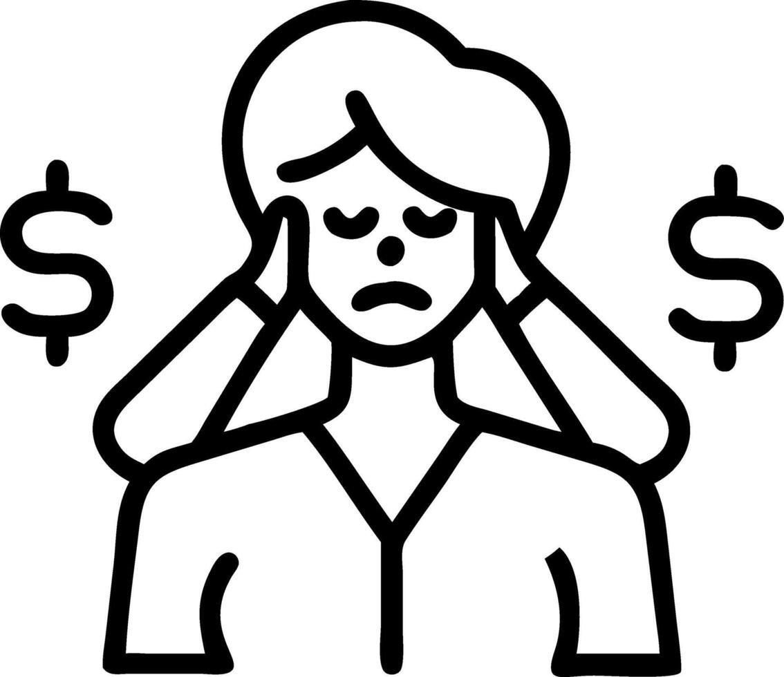 Businesswoman feeling stressed with high operational costs in modern office copy space vector