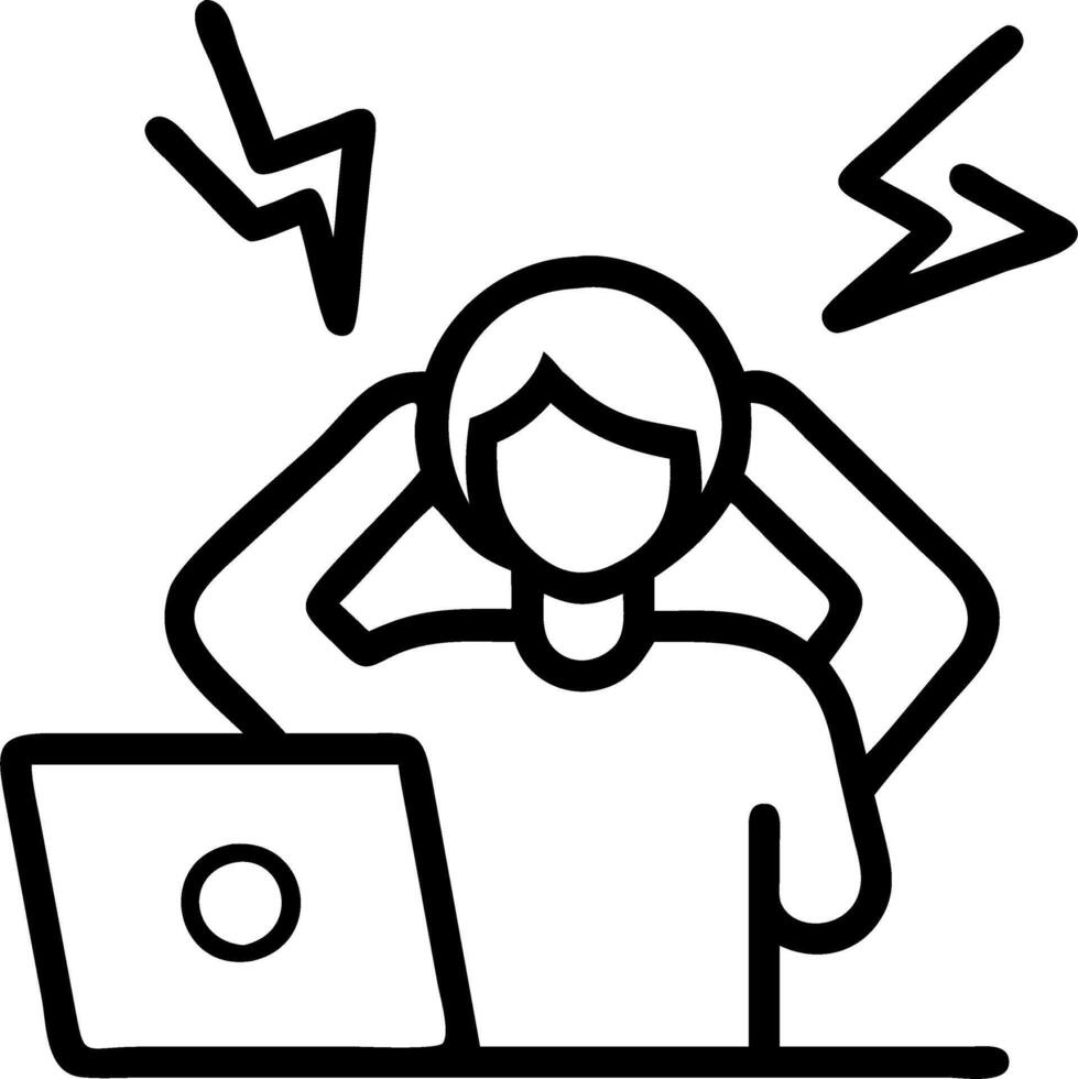 Businesswoman feeling frustrated with technological failures in reality setting copy space vector