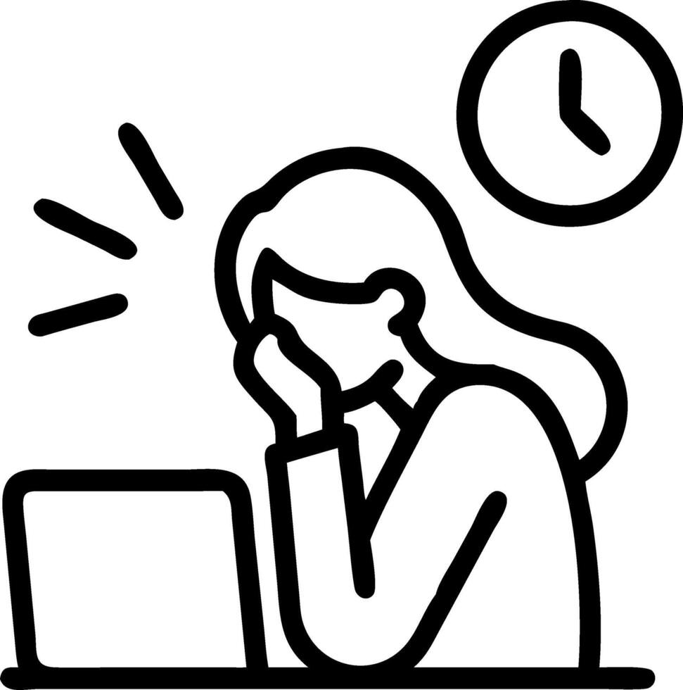Businesswoman feeling isolated while working late in office copy space vector