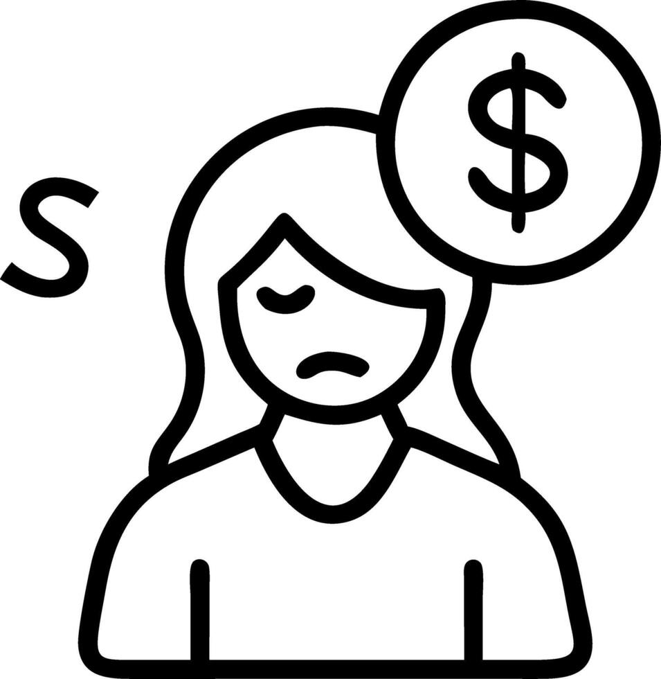 Businesswoman feeling anxious with financial reports in macro portrait copy space vector