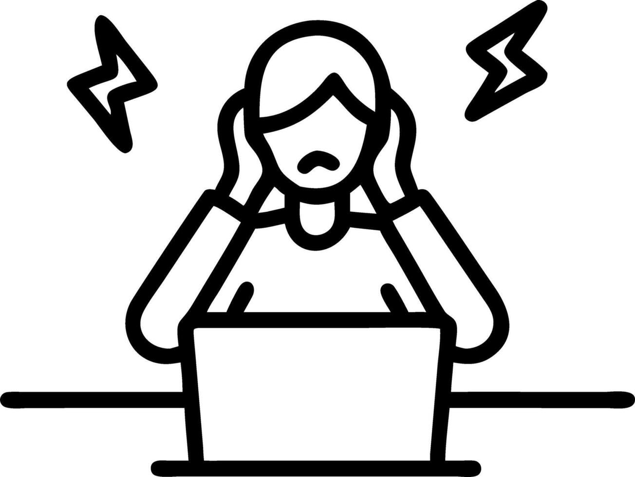 Businesswoman feeling anxious while handling financial reports on plain desk copy space vector