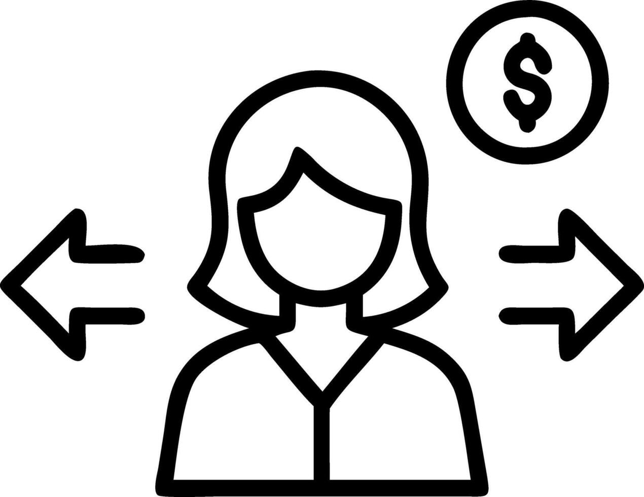 Businesswoman analyzing cost benefit data in open office environment copy space Set 2 vector