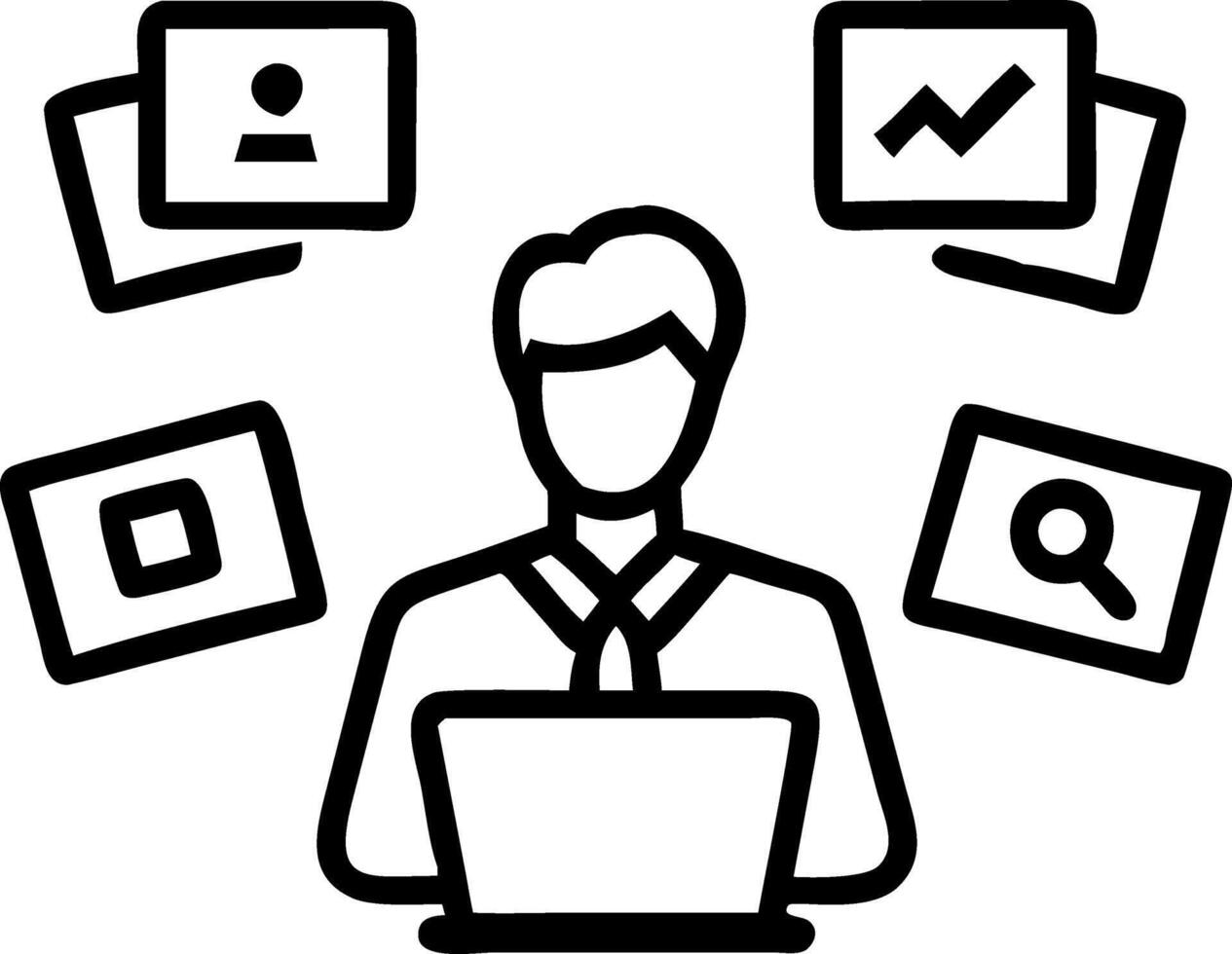 Businessman overwhelmed by digital notifications Set 2 vector