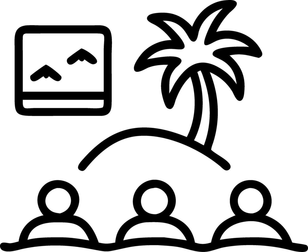 Business workshop held on beach with group activities and copy space vector