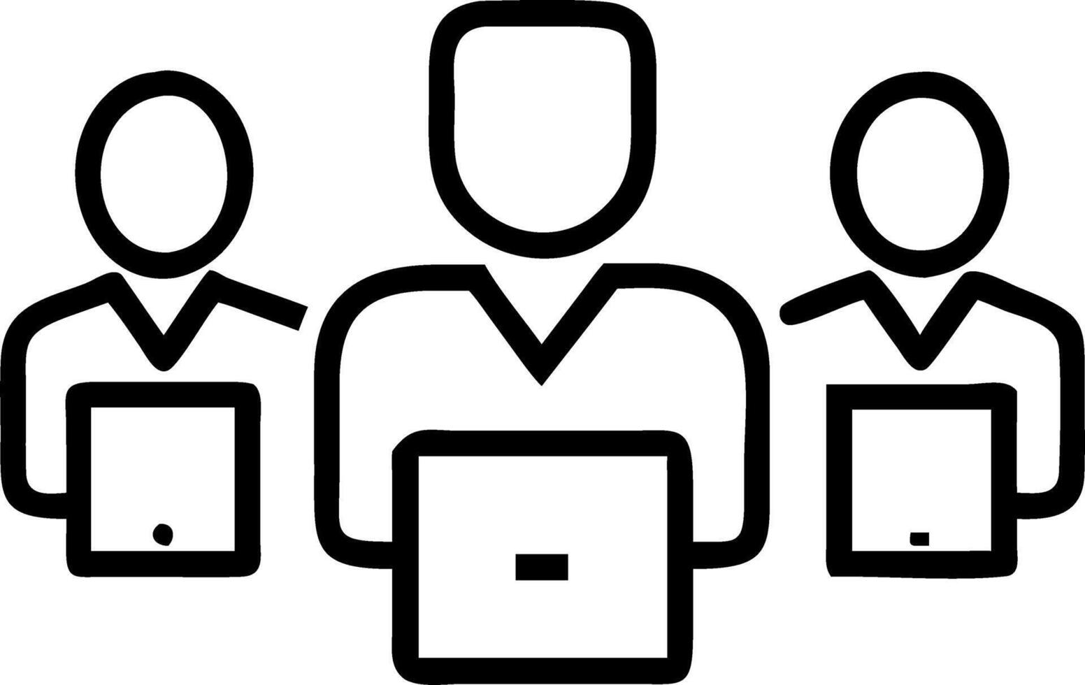 Business team using tablets for presentations bokeh digital art background copy space on right. vector