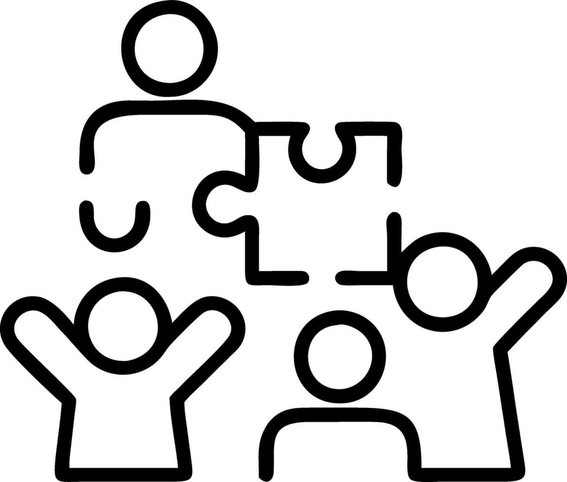 Business team strategizing over puzzle pieces in conference room copy space above. vector