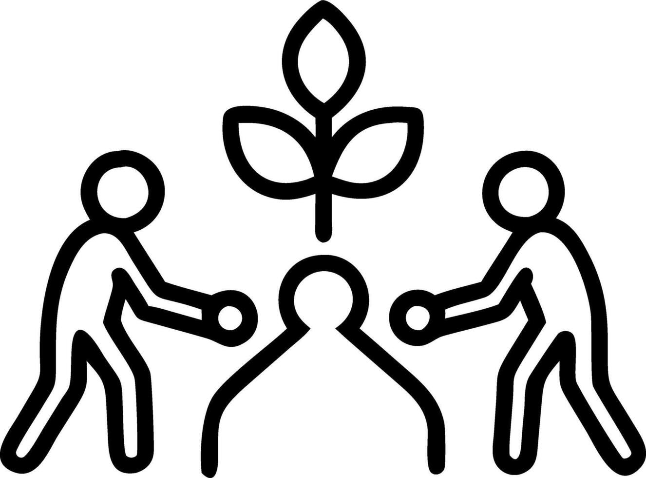 Business team planting a tree silhouette with copy space vector