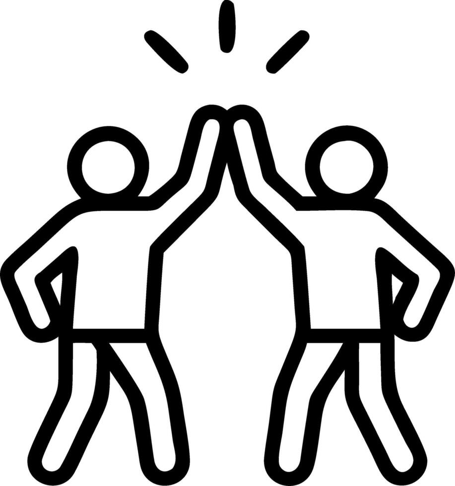 Business team celebrating puzzle success with high fives candid photo copy space below. vector