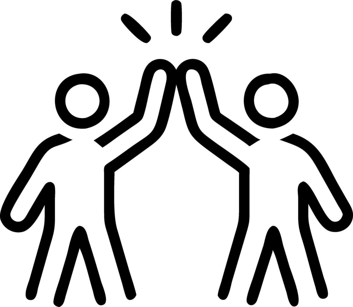 Business team celebrating puzzle success with high fives candid photo copy space below. Set 2 vector