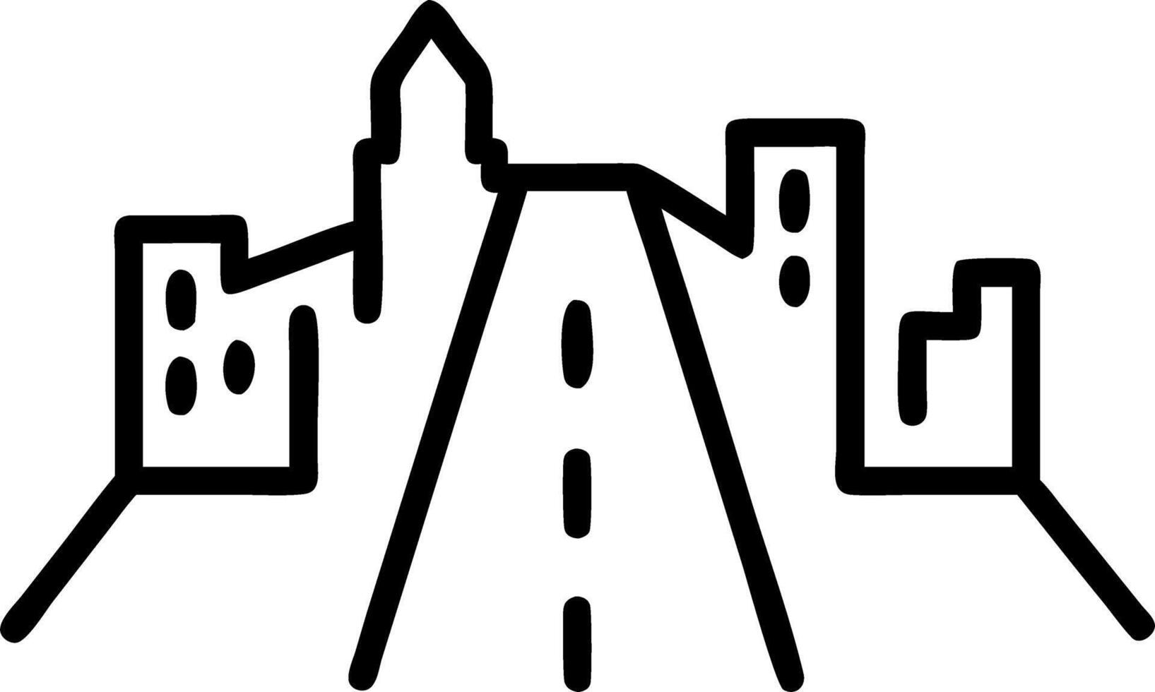 Business road leading to green city skyline with copy space vector