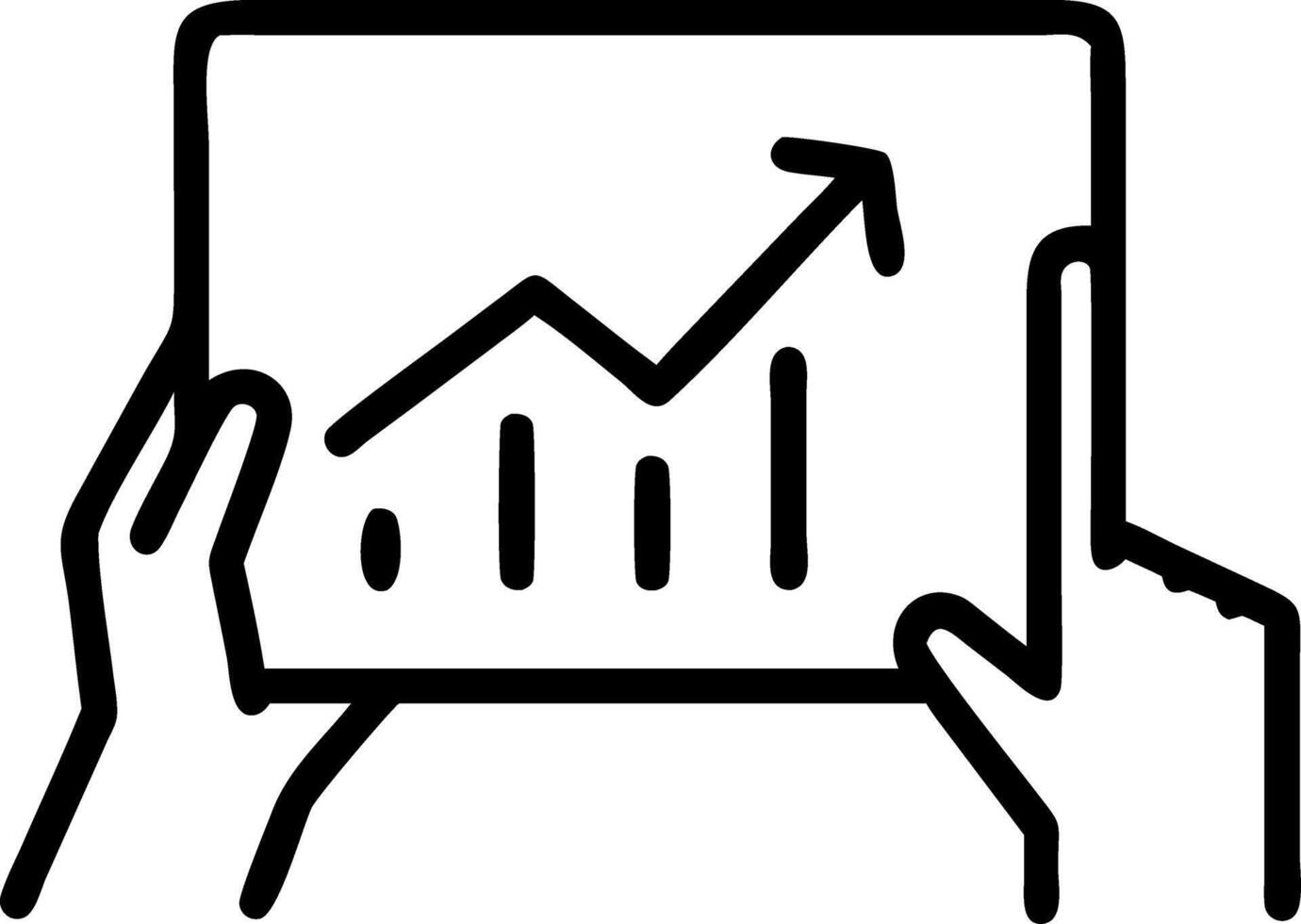 Business professional analyzing upward trending graph on tablet vector