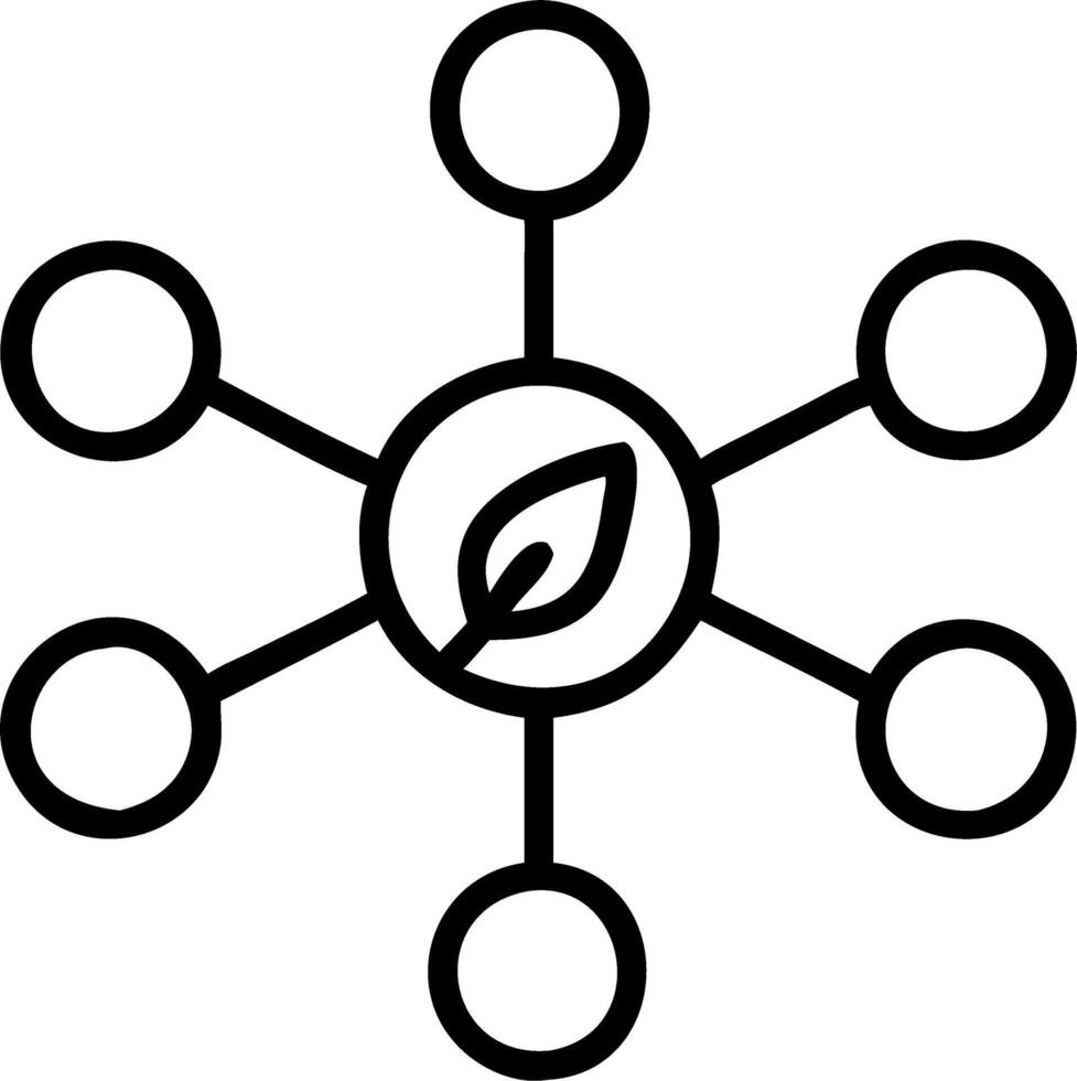 Business network nodes forming a green leaf with copy space vector