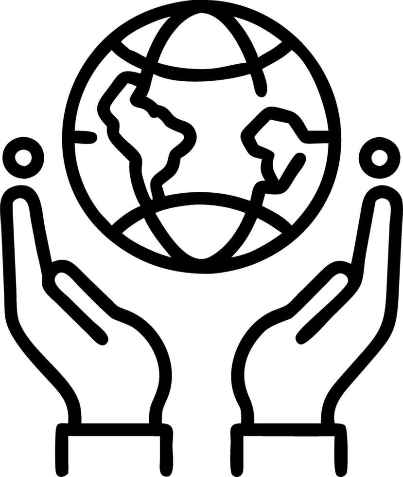 Business hands holding globe with green connections and copy space vector