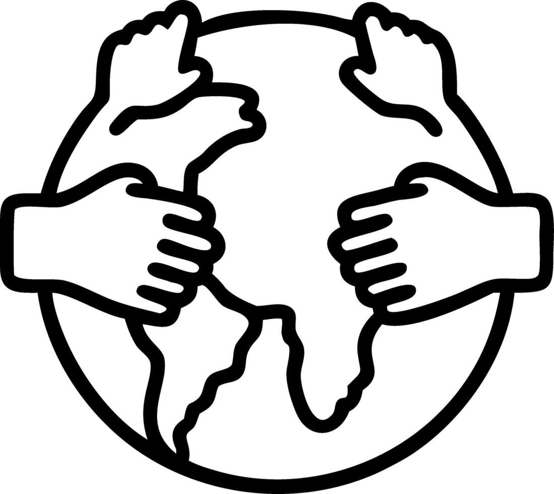 Business hands forming a circle around green earth with copy space vector