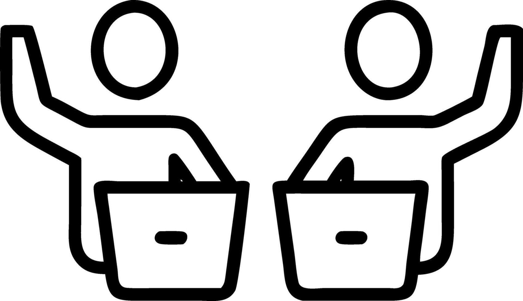 Business graduates holding laptops in glossy office copy space on left vector
