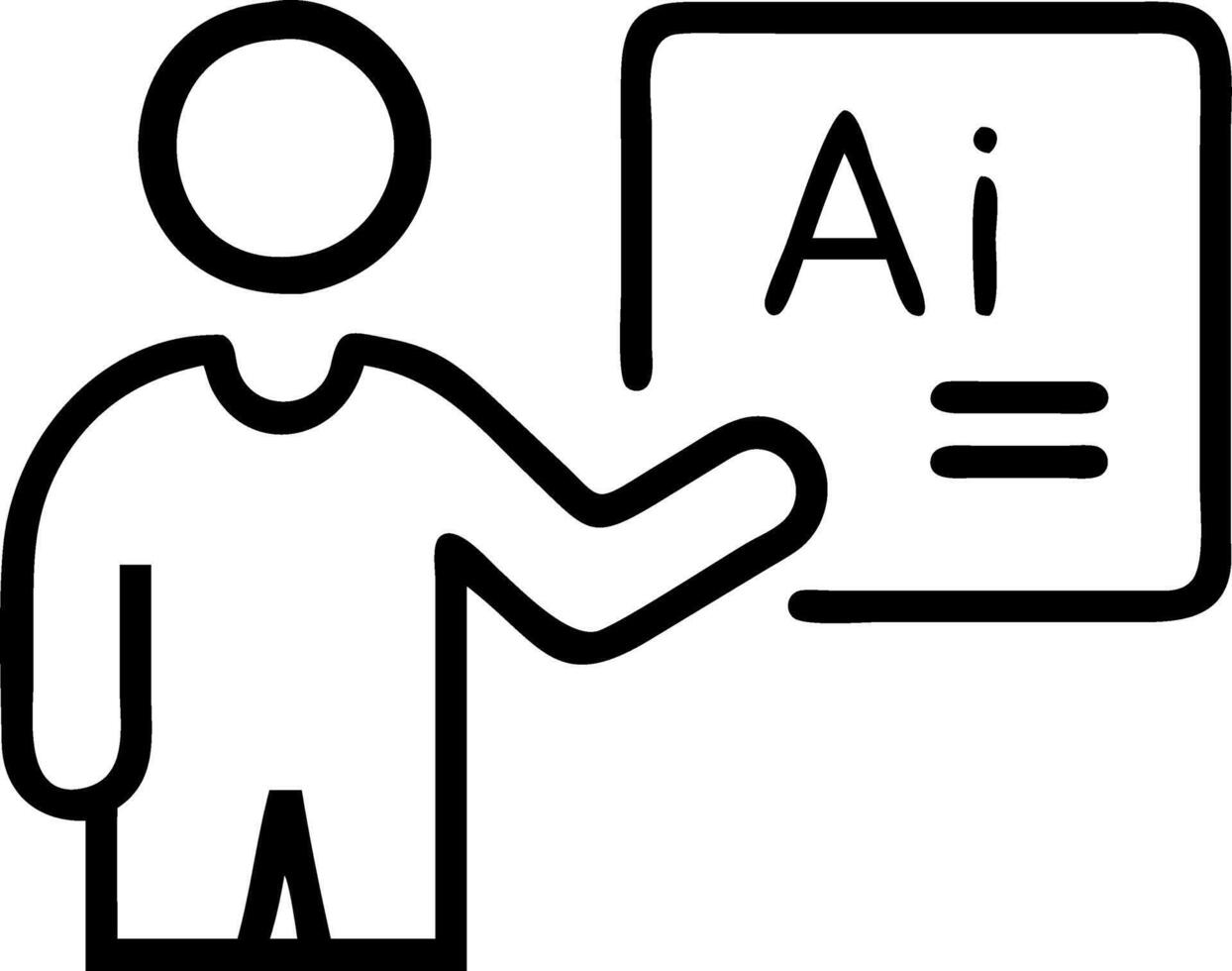 Business executive presenting AI driven business plan on plain background copy space vector