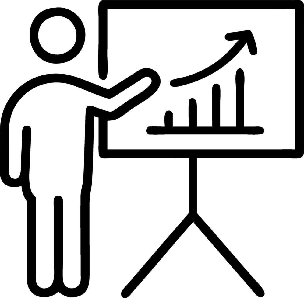 Business analyst presenting financial growth report to board vector