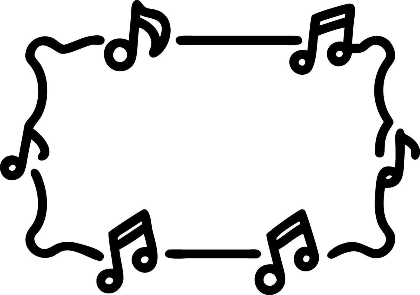 Border frame with traditional instruments and musical notes copy space in center. vector