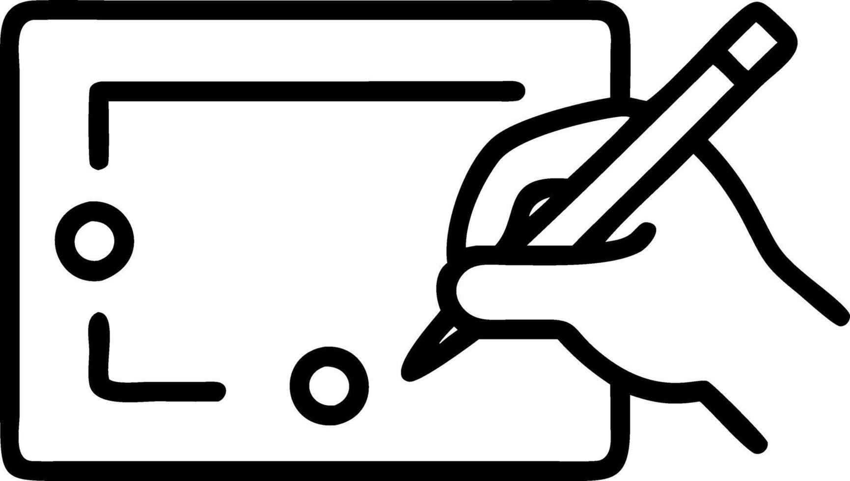 Artist drawing on digital tablet in studio with copy space vector
