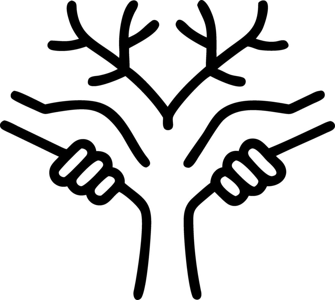 Abstract tree with branches forming a handshake with soft colors vector