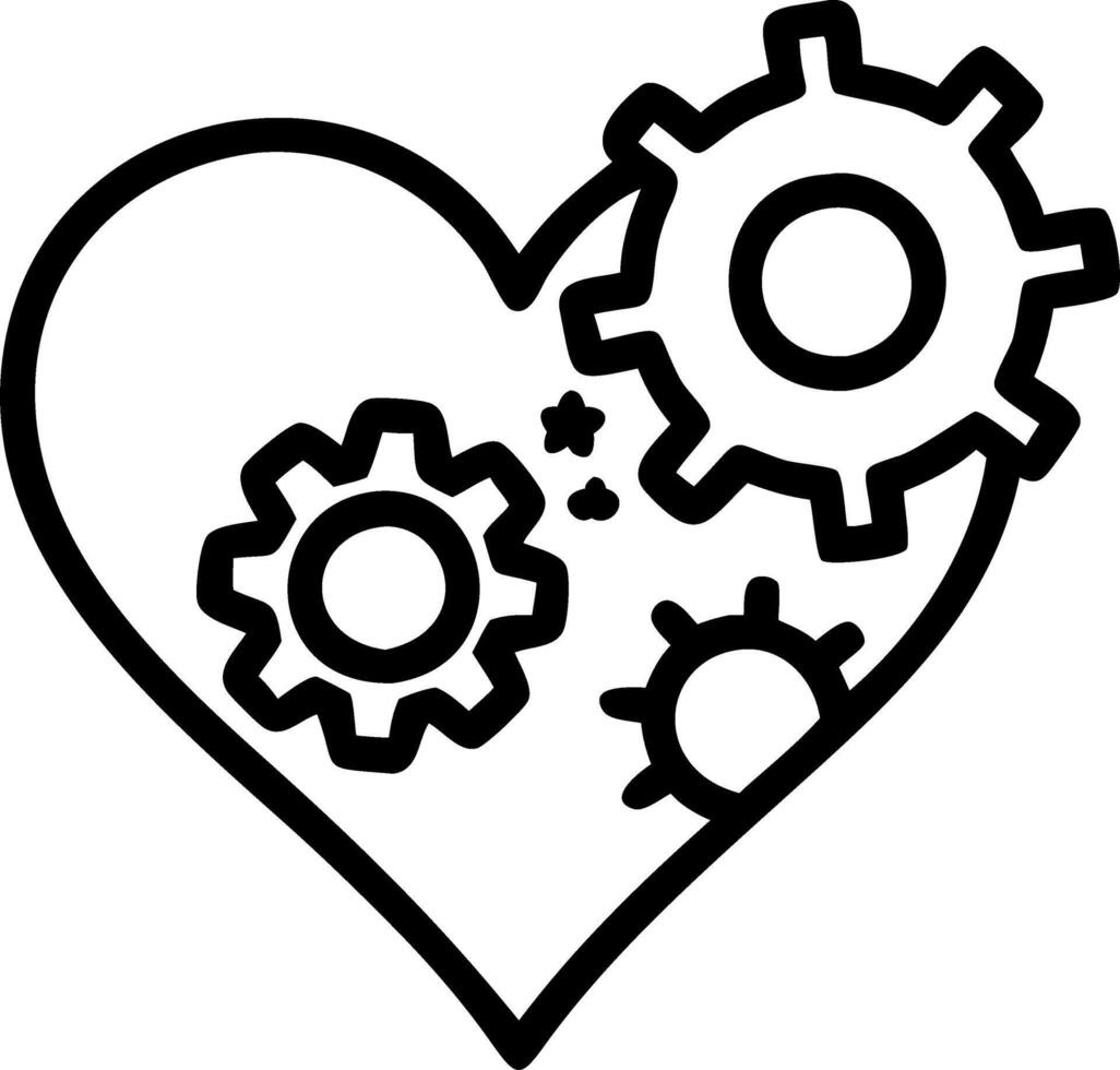 Abstract mechanical heart made of gears with copy space vector