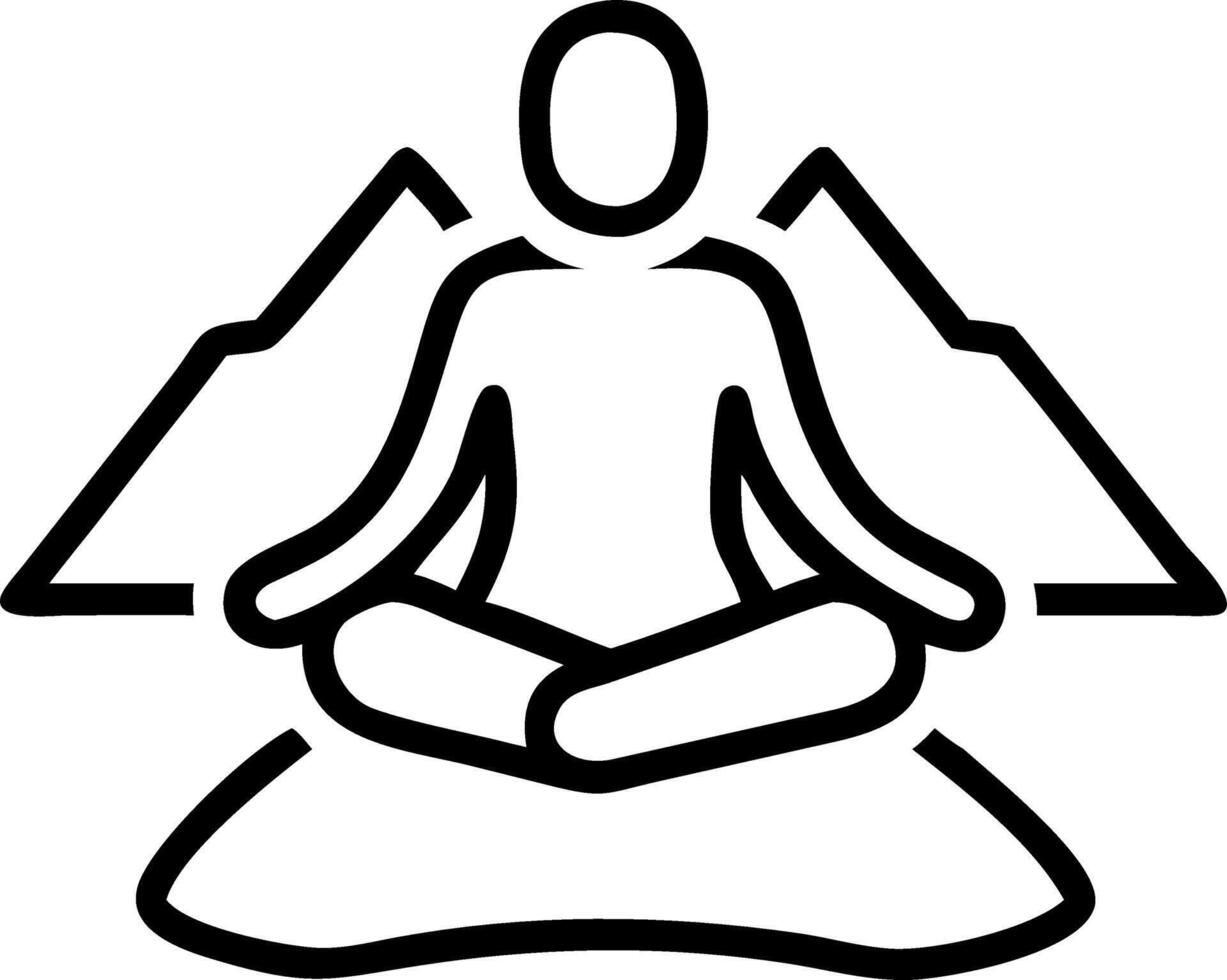 Abstract mountain landscape with person sitting in lotus position vector