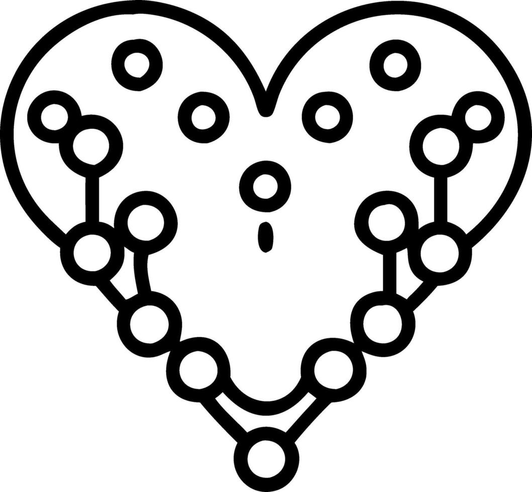 Abstract network of glowing spheres forming a human heart shape with copy space vector