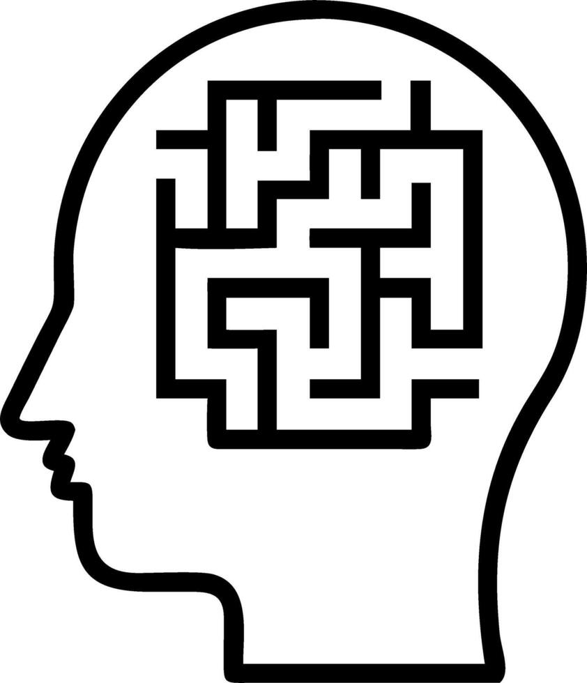 Abstract human head with maze inside and copy space vector