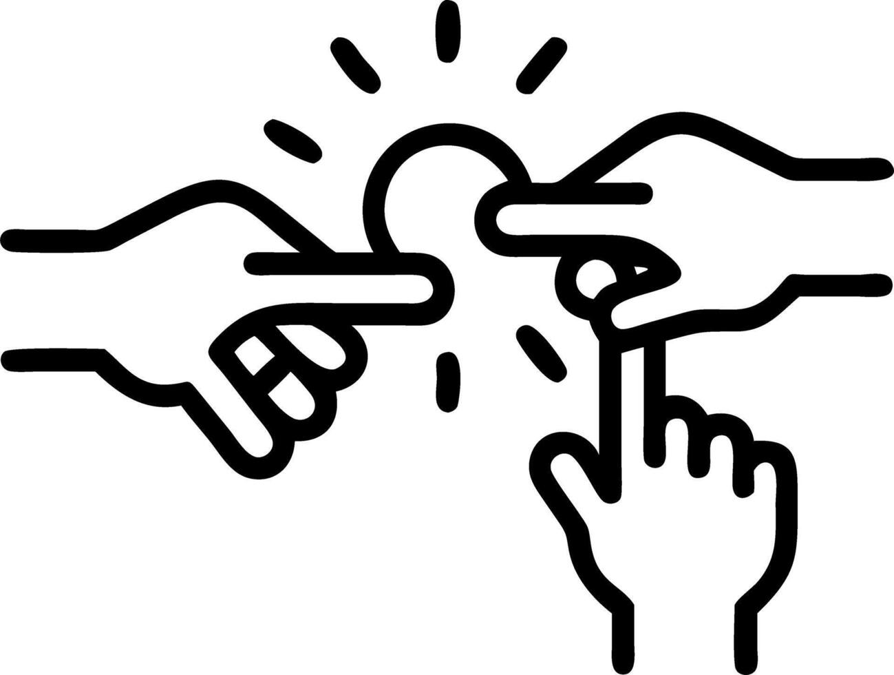 Abstract hands reaching towards a glowing digital sphere on a gradient background vector