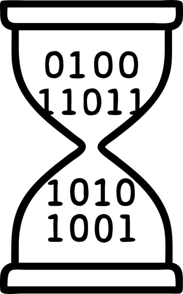 Abstract hourglass with flowing binary code and copy space vector